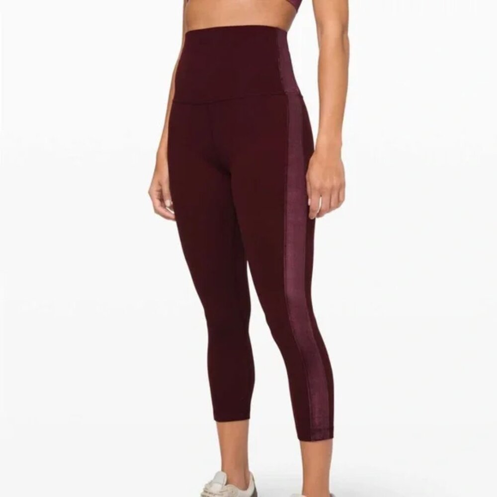 Lululemon Align Super Hi-Rise Crop 23” Velvet Stripe Garnet Leggings Sz‎ 4 B30